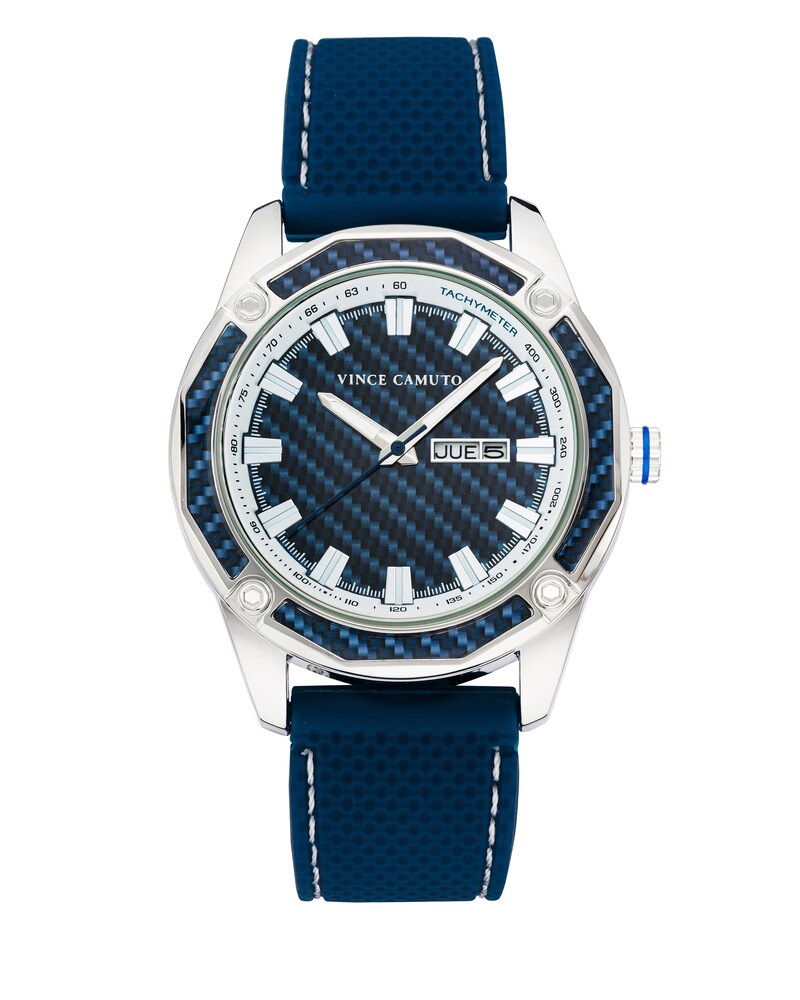 Vince Camuto | Textured Silicone-Band Watch Navy Blue | Item ID-JEDJ4944