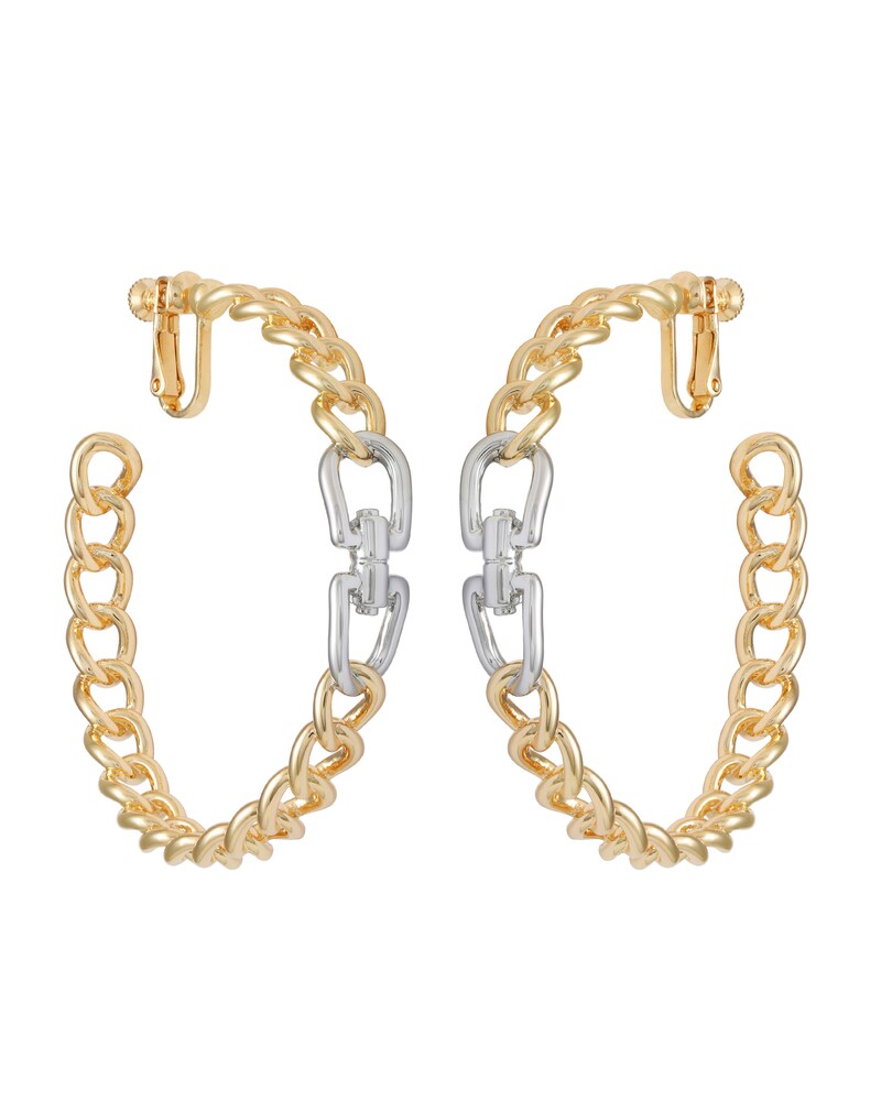 Vince Camuto | Link-Hoop Clip-On Earrings Gold Metallic | Item ID-JNHY9057
