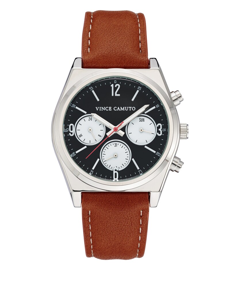 Vince Camuto | Multifunction Faux Leather Band Watch Brown | Item ID-ZDRL2682