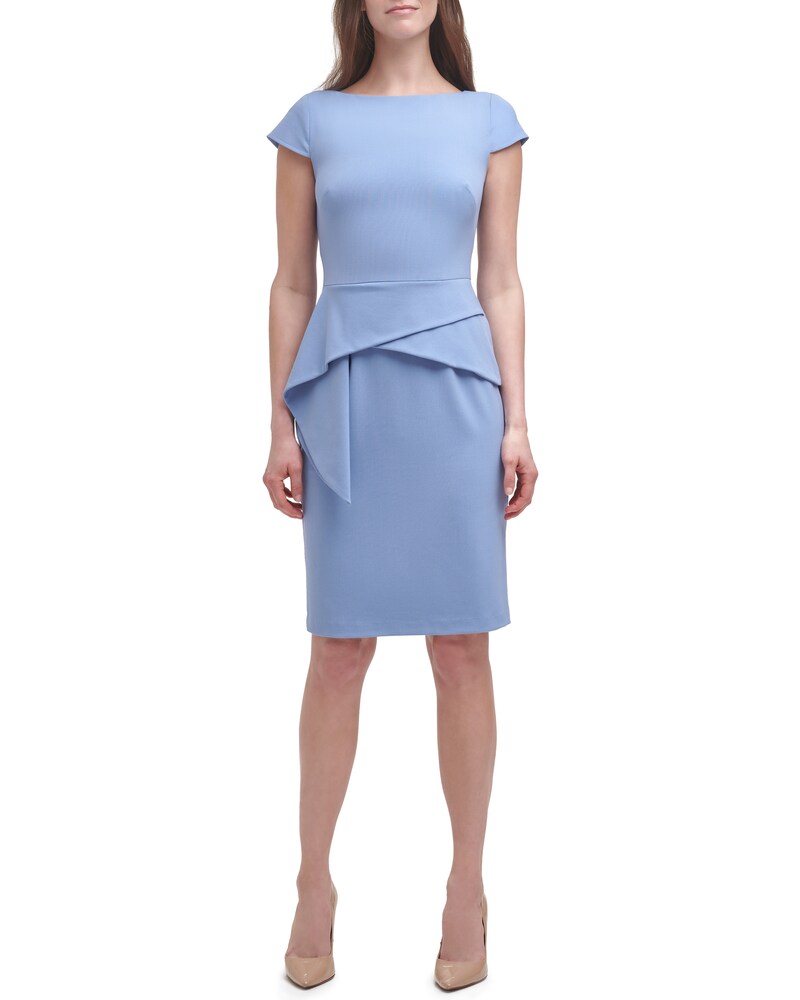Vince Camuto | Cap-Sleeve Peplum Dress (Petite) Blue | Item ID-NTZD0743