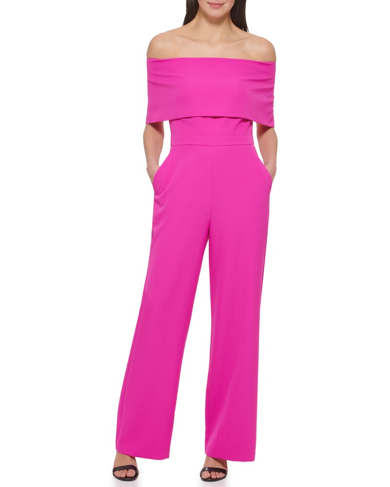 Vince Camuto | Off-The-Shoulder Overlay Jumpsuit Fuchsia | Item ID-ASZN8009