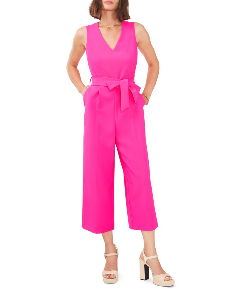 Vince Camuto | Tie-Waist Cropped Jumpsuit Hot Pink | Item ID-MGRN2259