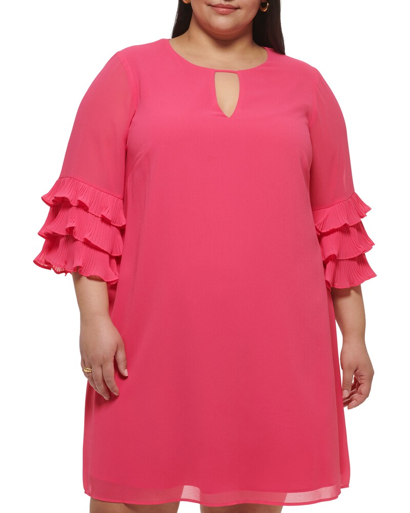 Vince Camuto | Chiffon Layered-Sleeve Dress (Plus Size) Pink | Item ID-IKTK4915