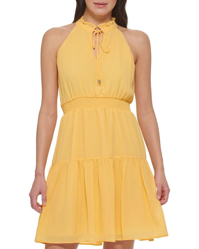 Vince Camuto | Smocked Fit-And-Flare Dress (Petite) Yellow | Item ID-MXBQ2412
