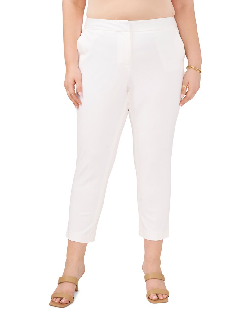 Vince Camuto | Twill Cropped Trousers (Plus Size) Ultra White | Item ID-PZIH4849