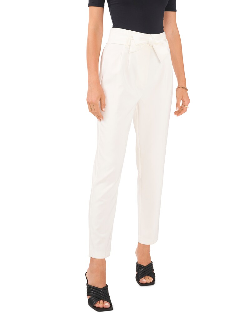 Vince Camuto | Belted Pleated-Front Pants New Ivory | Item ID-RBPW9905