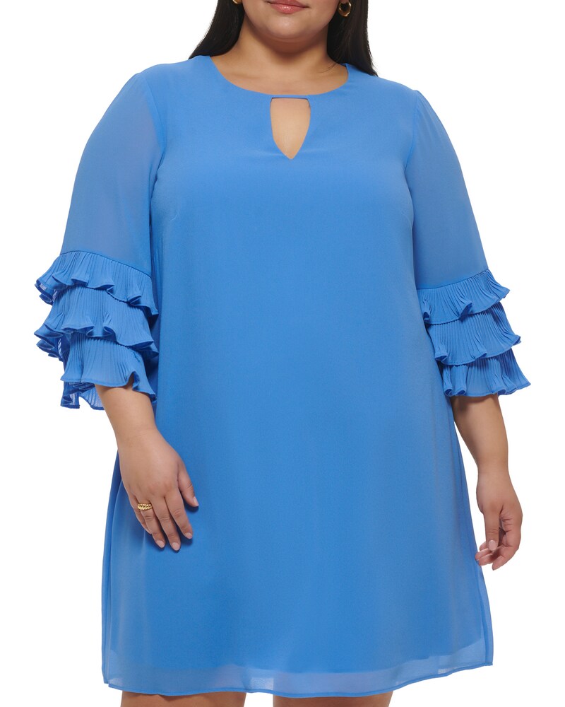 Vince Camuto | Chiffon Layered-Sleeve Dress (Plus Size) Blue | Item ID-IWRP7512
