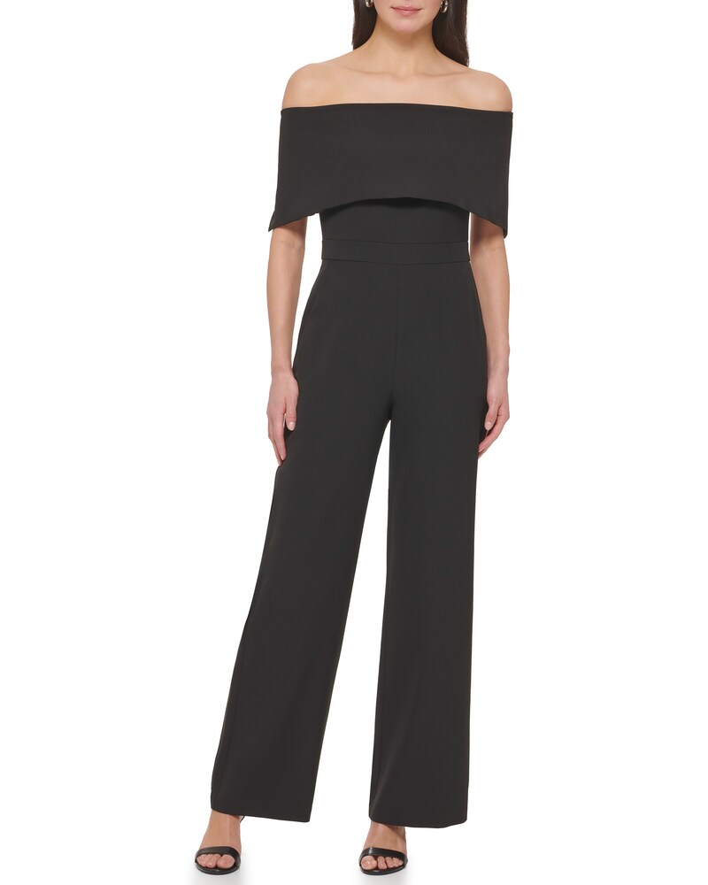 Vince Camuto | Off-The-Shoulder Overlay Jumpsuit Black | Item ID-QMLL1084
