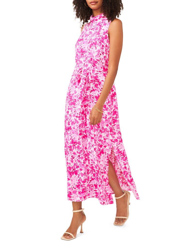 Vince Camuto | Floral-Print Maxi Dress Hot Pink | Item ID-ODGF3076