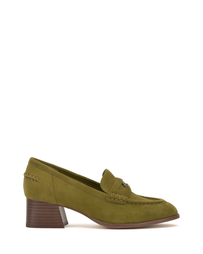 Vince Camuto | Carissla Heeled Loafer Moss Suede | Item ID-WJXB7248